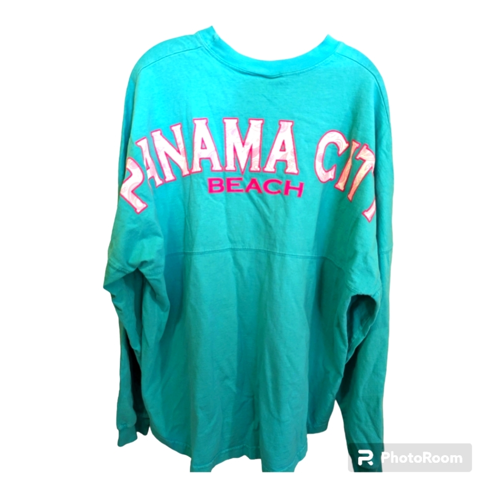 Panama City Beach Spirit Jersey Women's XL Long Sleeve Mint & Hot Pink Paisley